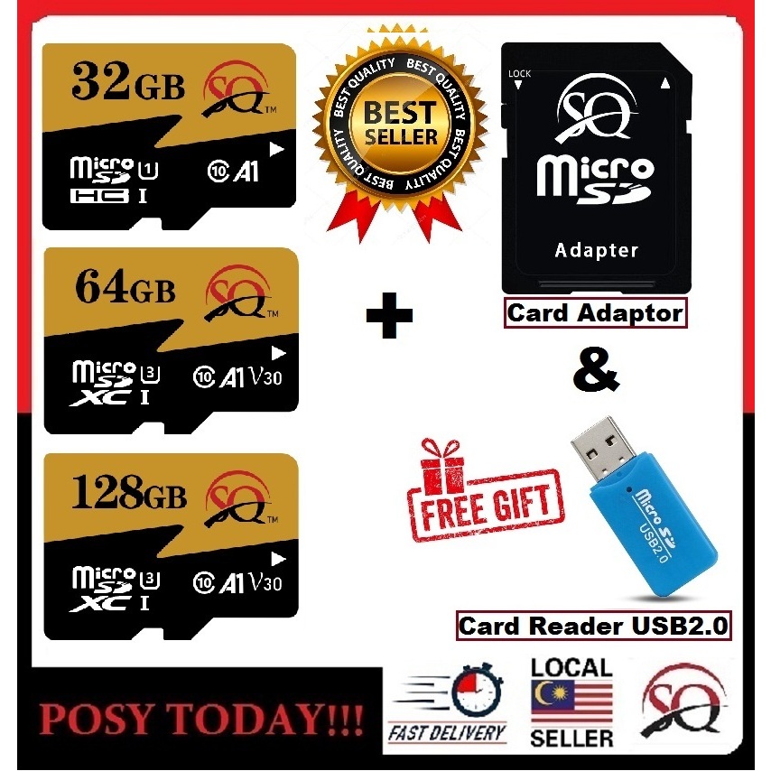 ♕LOCAL STOCK♕ SQ 8GB/16GB/32GB/64GB/128GB/256GB 100MB/s High Speed TF