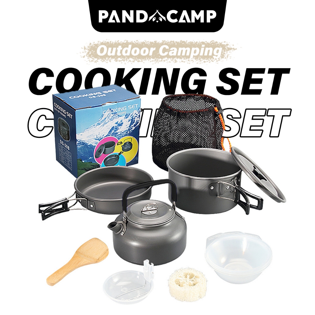 PANDACAMP Camping Cooking Set Periuk Camping Plate Set Cerek Camping Cookware Set Kettle Camping