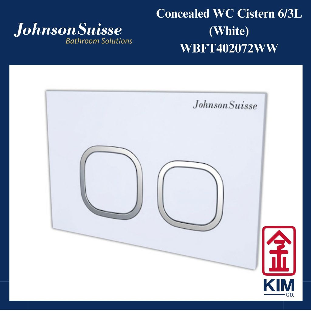 Johnson Suisse 6/3L Concealed Cistern Toilet Valve Peralatan Bilik Mandi (White
