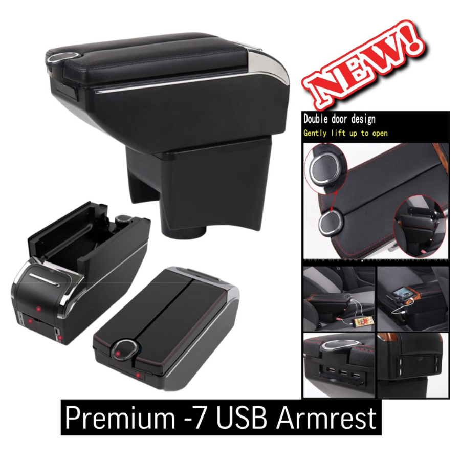 Perodua Axia USB Arm Rest Adjustable with Cup Holder S Class Armrest Perodua Local Ready Stock