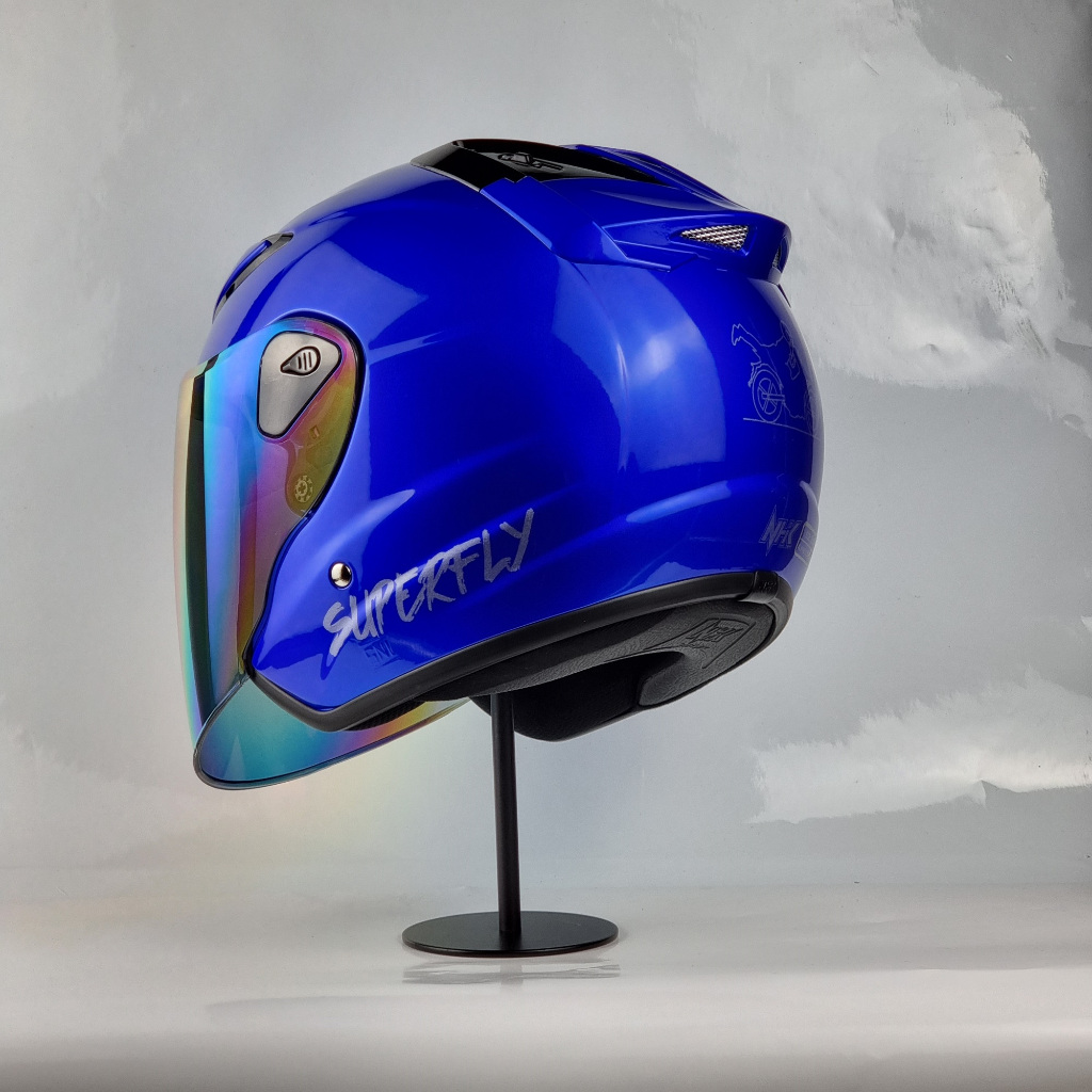 NHK HELMET X Superfly R6 V2 Solid - Candy Blue Glossy | Shopee Malaysia