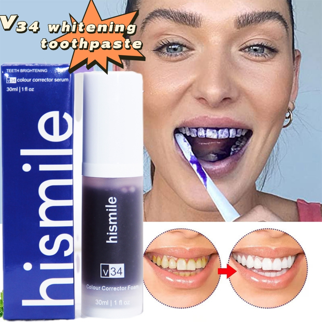 My Smile Toothpaste Original V34 Purple Toothpaste Hismile Colour Corrector Whitening Teeth 4649