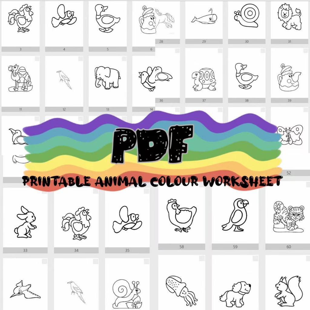 [PDF] B01 Printable Animal Colour Worksheet for Preschool, Pre-School