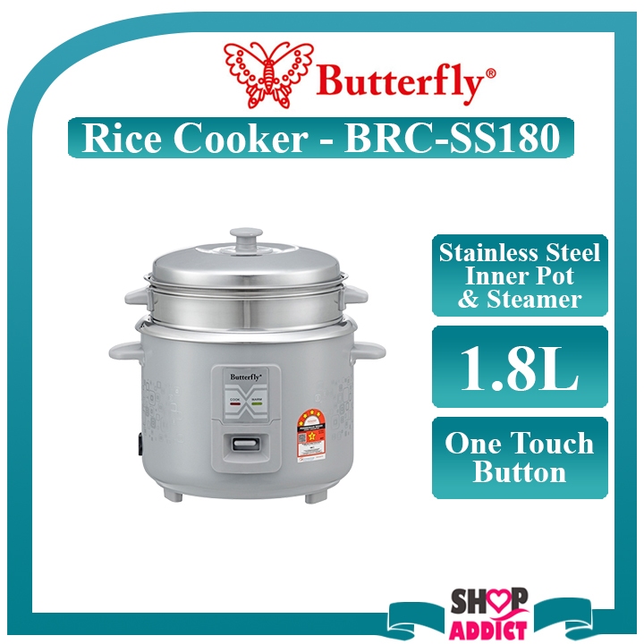 Butterfly Stainless Steel Rice Cooker with Steamer I I - Main Image