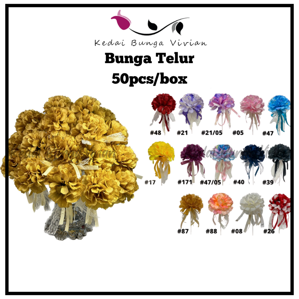 50pcsktk Bunga Telur Mum Besar Bunga Pahar Egg Flower Mum Doort Kahwin Wedding Murah 1865