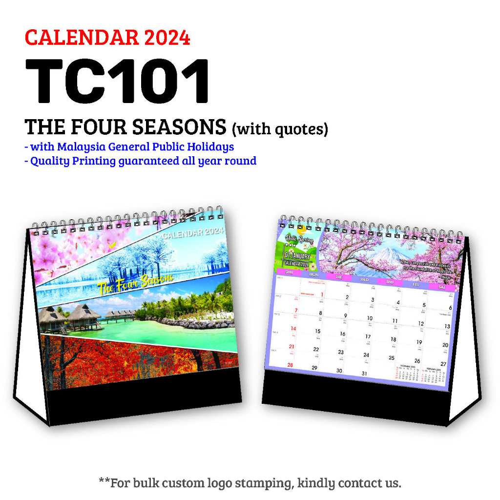 Tc101 Table Calendar 2024 Malaysia Desk Calendar Desktop Calendar