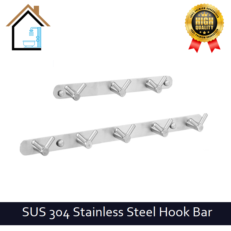 SUS 304 Stainless Steel Solid Hook Bar Wall Mount Hook Rack ...