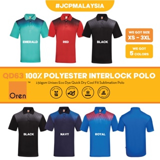 SJ09 COMBO SINGLE JERSEY 65% POLYESTER/35% COTTON COLLAR SHORT SLEEVE TSHIRT  UNISEX 175GSM OREN SPORT BAJU KEMEJA MEN