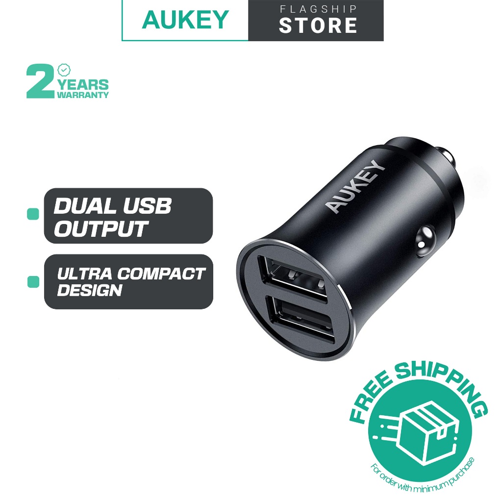 Aukey CCQ1 Universal 4.8A Dual Port Car Charger (24W) Shopee Malaysia