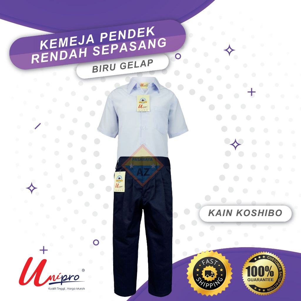 Combo Deal Sepasang ~ Kemeja Putih Pendek Licin + Seluar Panjang Rendah ...