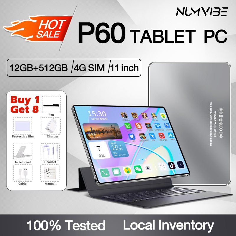 NUMVIBE 4G SIM Android Tablet P60 11 inch RAM 12GB ROM 512GB PAD