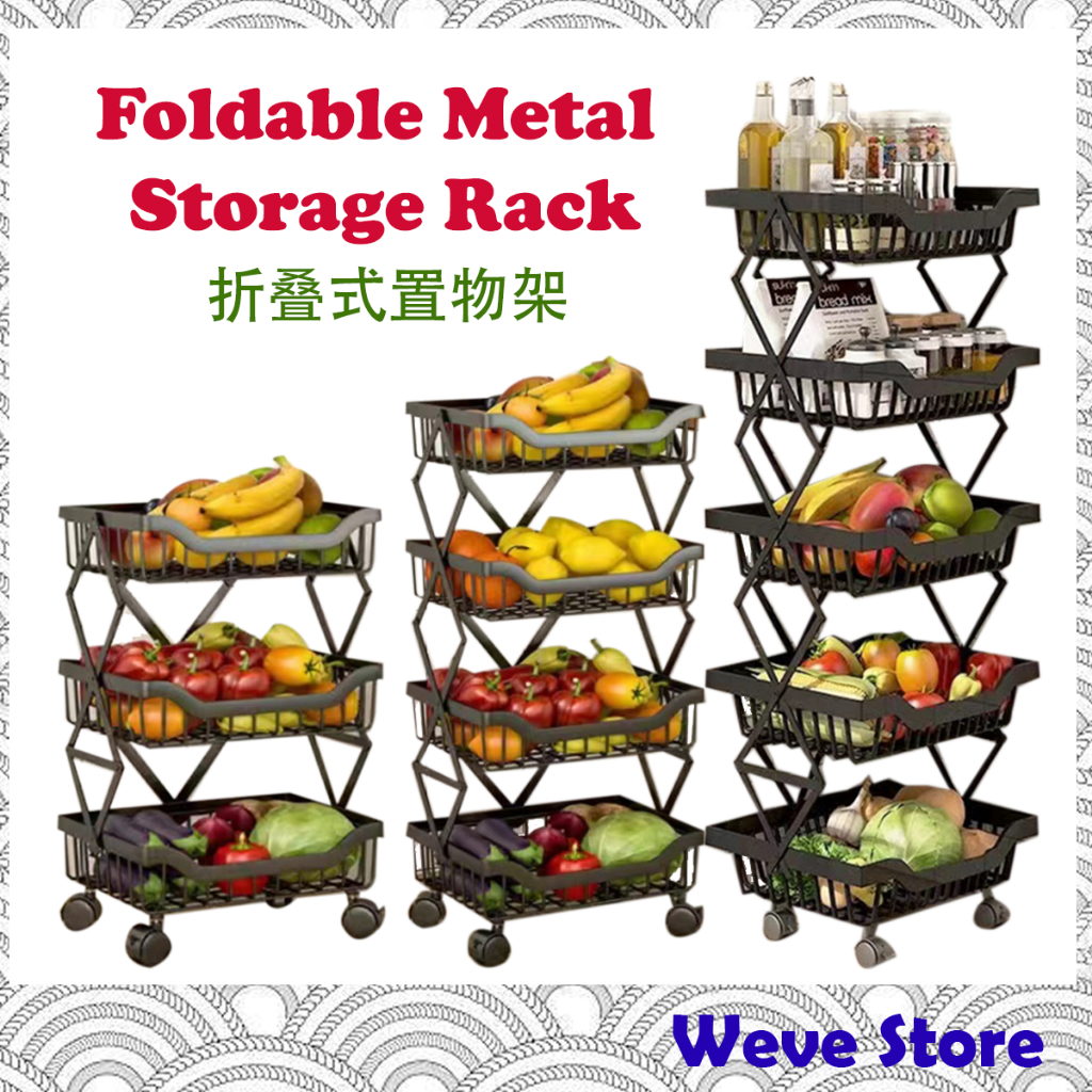 3 & 4 Layers Multiuse Foldable Organizer for Kitchen use Vege Fruits ...