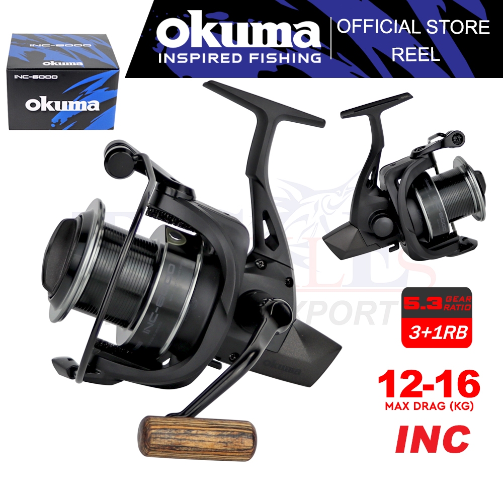 Okuma Inception Spinning Fishing Reel Max Drag (12kg - 15kg) Long Casting  Carp Fishing Reel