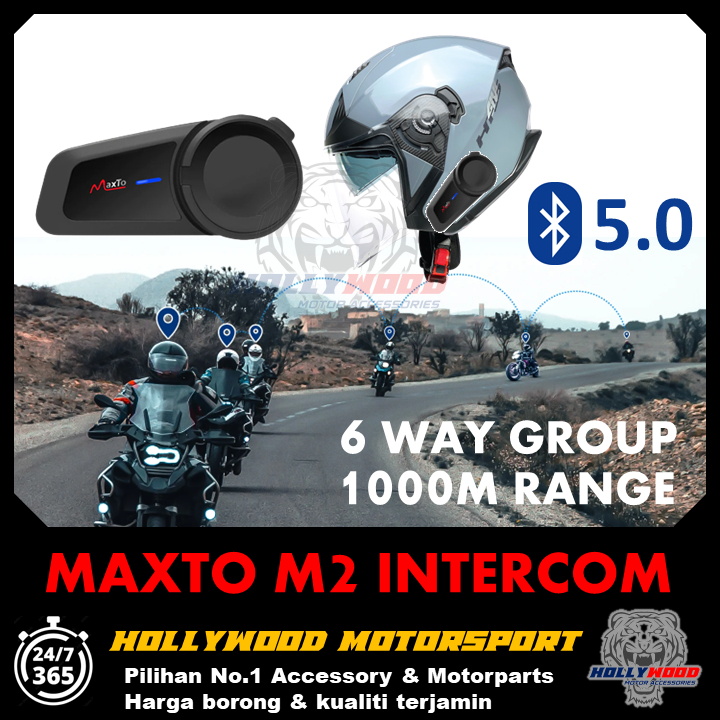 MAXTO M2 BLUETOOTH INTERCOM HELMET HEADSET CAN CONNECT 6 RIDERS