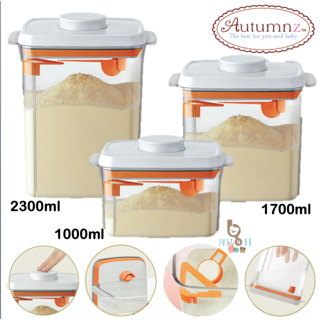 Autumnz One-Push Airtight Powder Storage Container with Spoon Scraper ...