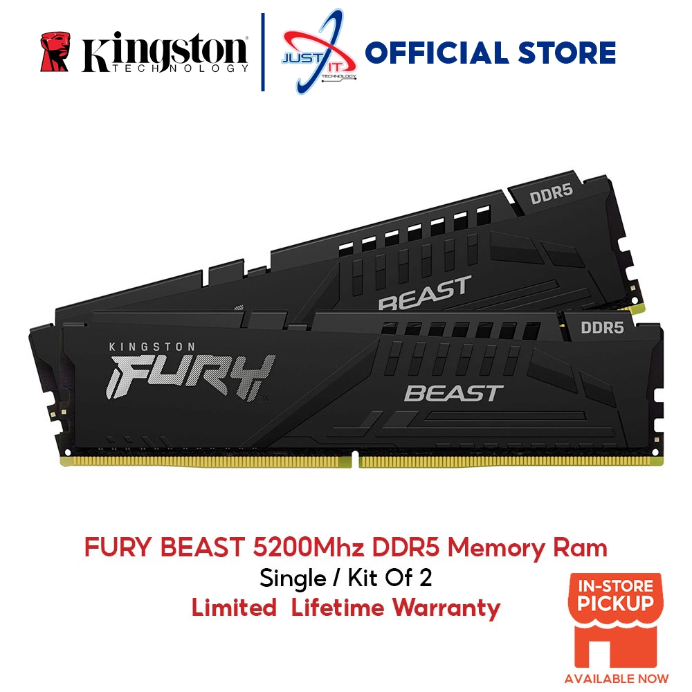 KINGSTON FURY BEAST BLACK 16GB / 32GB (2*16GB) DDR5 5200MHZ / 5600MHZ ...