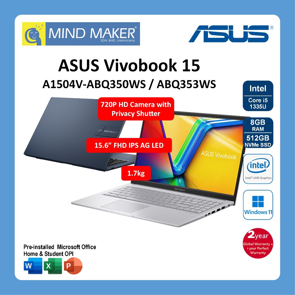 Asus Vivobook 15 A1504v Abq350ws 352ws 353ws I5 1335u Win11