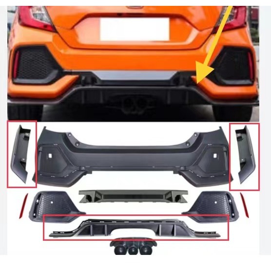 Civic FC TYPER Rear Diffuser Rear Bumper Diffuser (3 section) | Shopee ...
