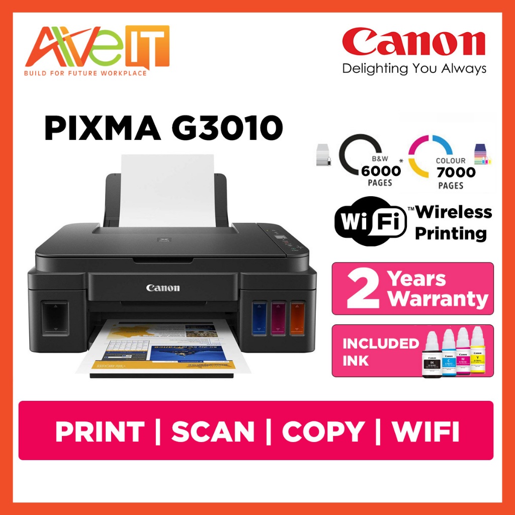 Canon PIXMA G3010 AIO All-In-One (Print/Scan/Copy) Refillable Ink Tank ...