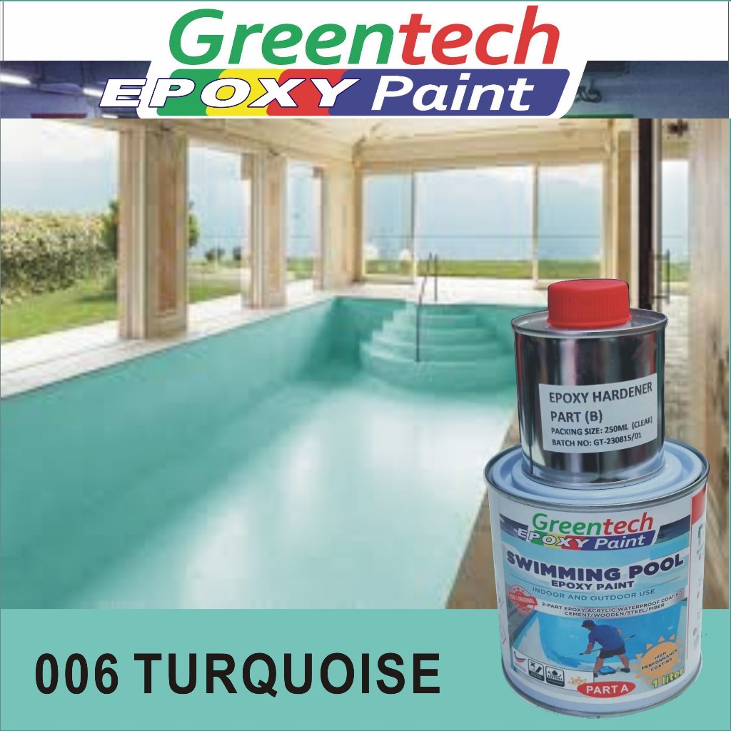 006 TURQUOISE ( GT Swimming Pool Epoxy ) Pond Paint Cat Kolam Renang ...