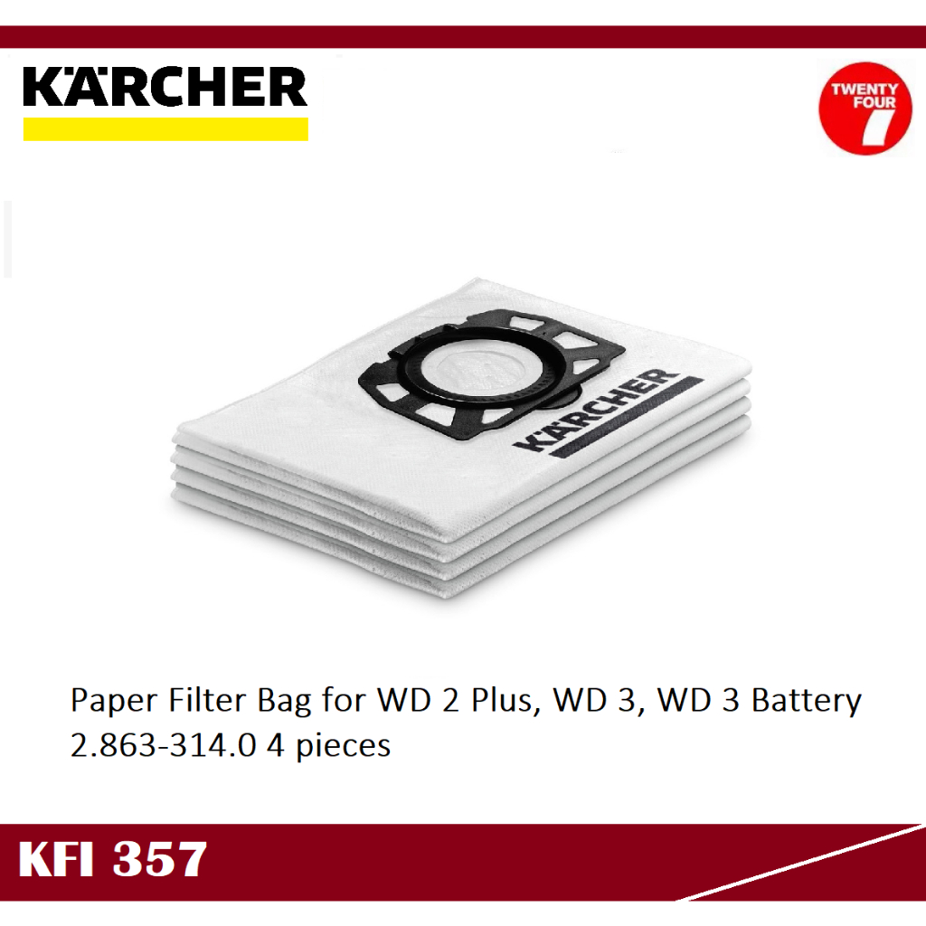 (Ready Stock) KARCHER 2.863314.0 Paper Filter Bag for WD2 Plus, WD3