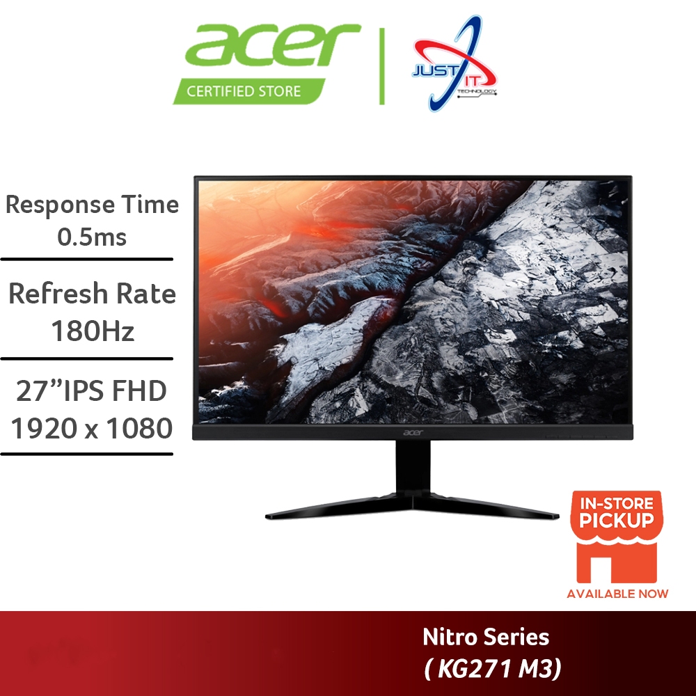 ACER KG271 M3 / KG271M3 27" FHD 180HZ 0.5MS HDR10 FREESYNC GAMING ...
