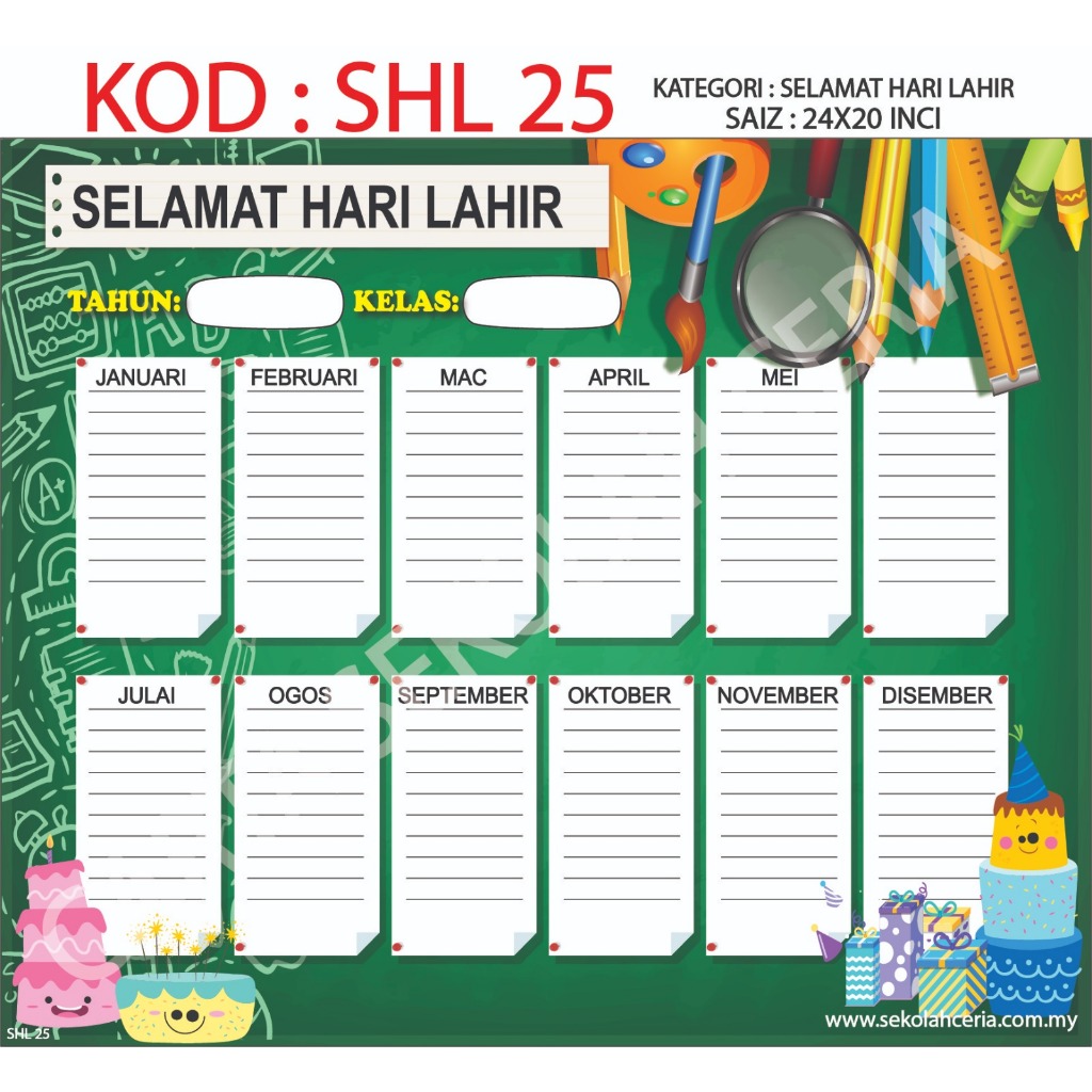 ⭐FAST SHIPPING⭐ 20 Design Carta Kelas Selamat Hari Lahir (24x20inch ...