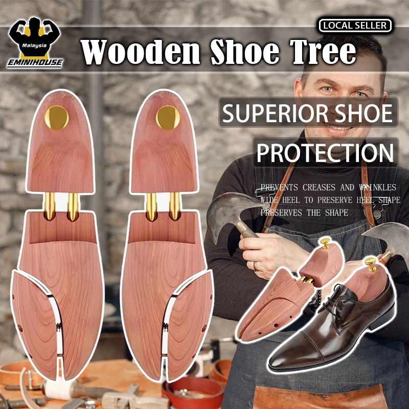 1 Pairs Heavy Duty Premium Cedar Wood Shoe Tree Twin Tube Adjustable ...