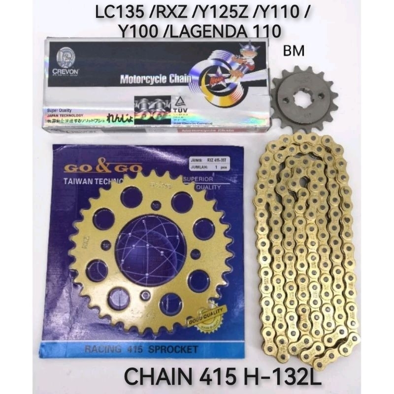 SPROCKET SET 415 (GOLD CHAIN +SPROCKET) RXZ/Y125Z /LC135 /Y110 /Y100
