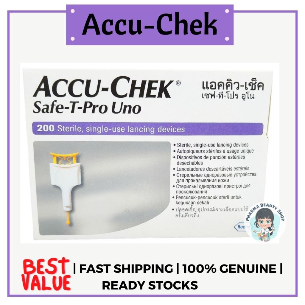 Accu-Chek Safe-T-Pro Uno Single Use Lancing Devices 25s/ 200s | Shopee ...