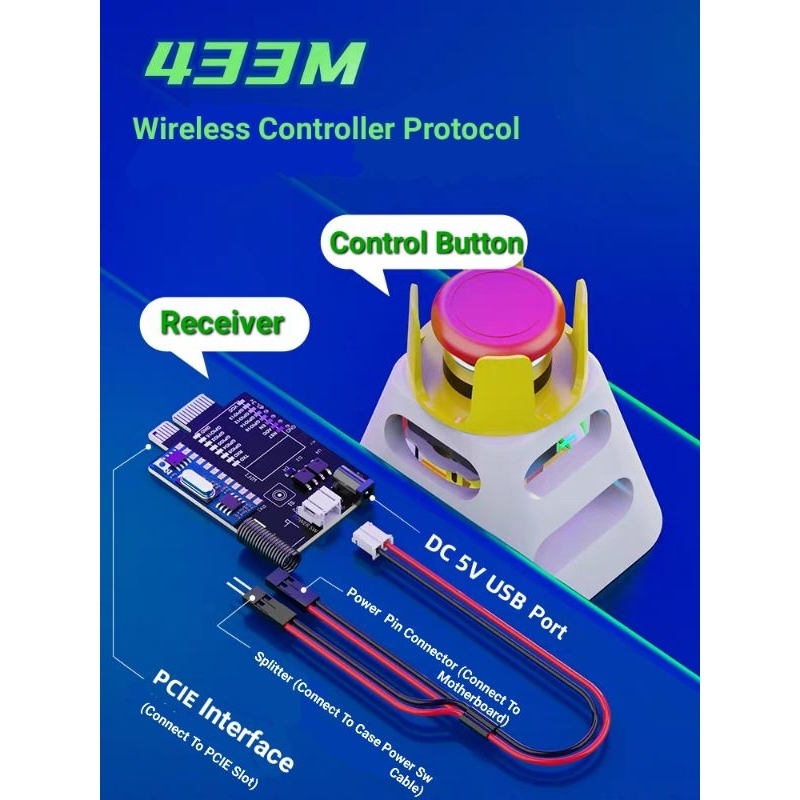 🇲🇾 Ready Stock 🇲🇾 Wireless Desktop Pc Power On Off Switch Desk Setup ...