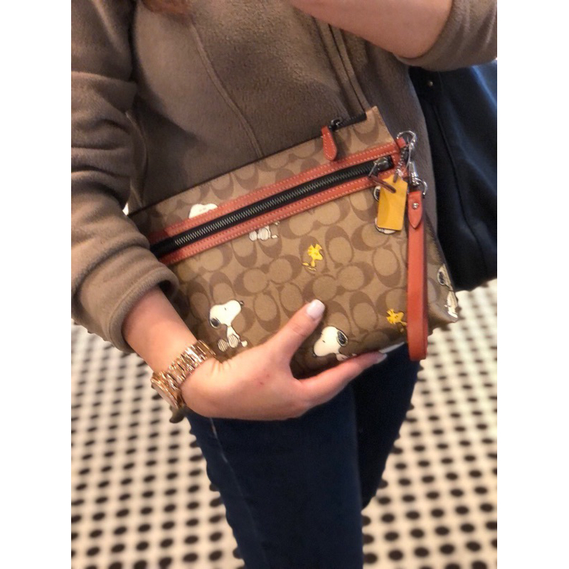 Coach X Peanuts Carry All Pouch in Signature Canvas with Snoopy ...