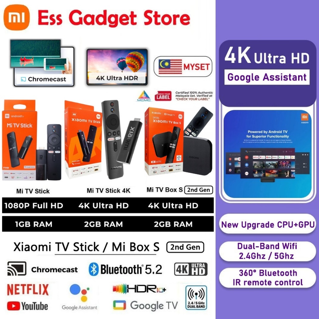 Global Version Xiaomi Mi TV Box 2nd Gen/TV stick 4K Ultra HD Google TV 2GB