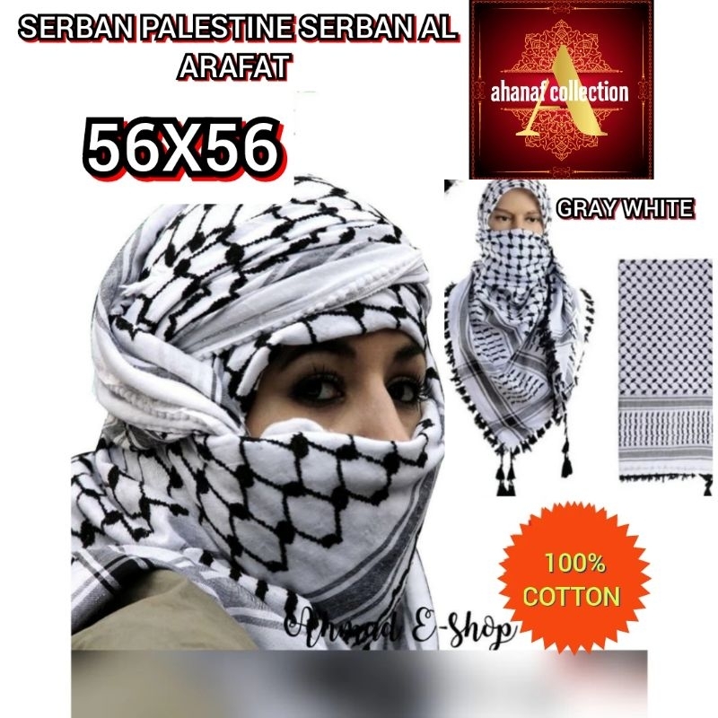 SERBAN PALESTINE SERBAN AL ARAFAT 100% COTTON SIZE (56X56) | Shopee ...