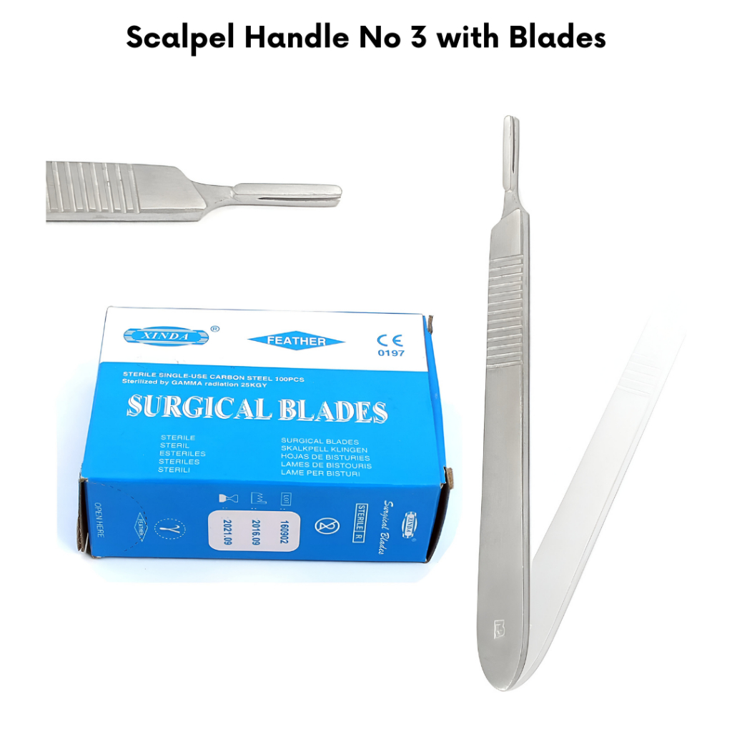 100 Scalpel STERILE Blades #11 with Free Scalpel Handle #3 Surgical ...