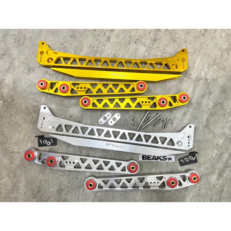FUNCTION 7 HONDA CIVIC EK/EJ LOWER ARM/SUBFRAME/BEAKS CENTER TIE BAR GOLD/SILVER ALLOY F7