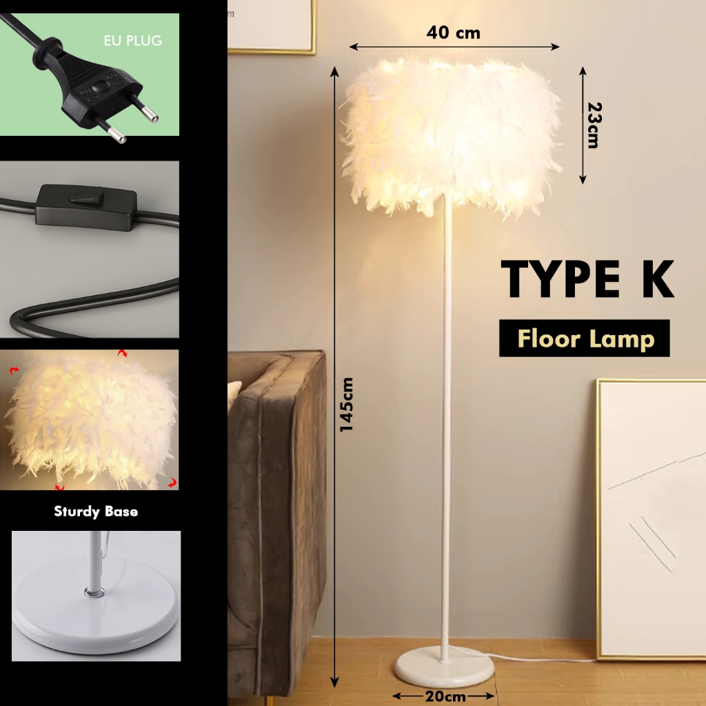 Modern IKEA Feather Style LED Table Lamp Floor Lamp Bedroom Light Lampu ...