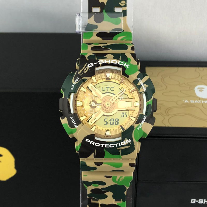 A Bathing Ape BAPE 25th Anniversary x Casio G-Shock Camouflage and Gold  GA-110APE