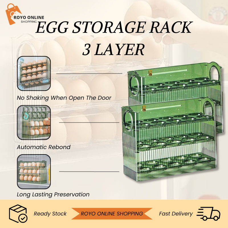 【ROYO OS】30 Grids Egg Storage Fridge Organizer Egg Tray Fridge Storage ...