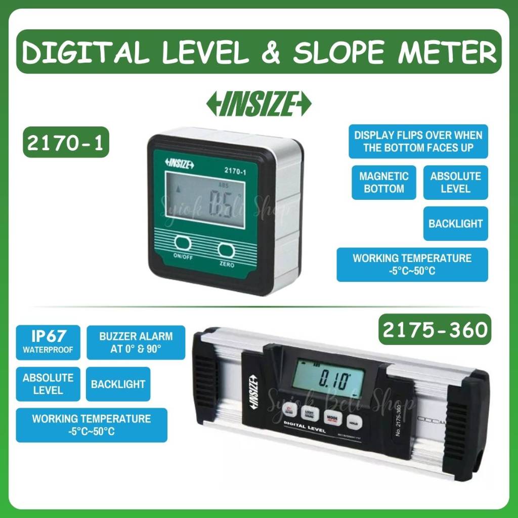 INSIZE Digital Level & Slope Meter 2170-1 / 2175-360 Waterproof Digital ...