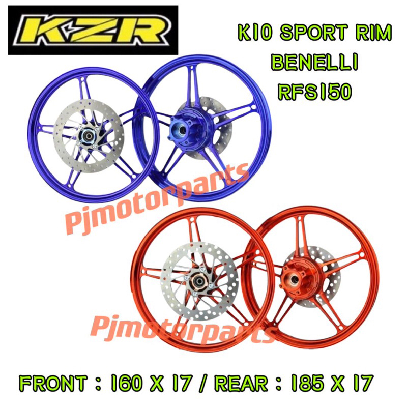 BENELLI RFS150 RFS150i (1 SET) 160/185 X 17 K10 SPORT RIM+FRONT & REAR ...