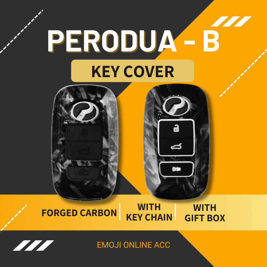 Perodua Axia Aruz Bezza Myvi Ativa Alza Keyless Remote Car Key Control Cover Case Only Carbon