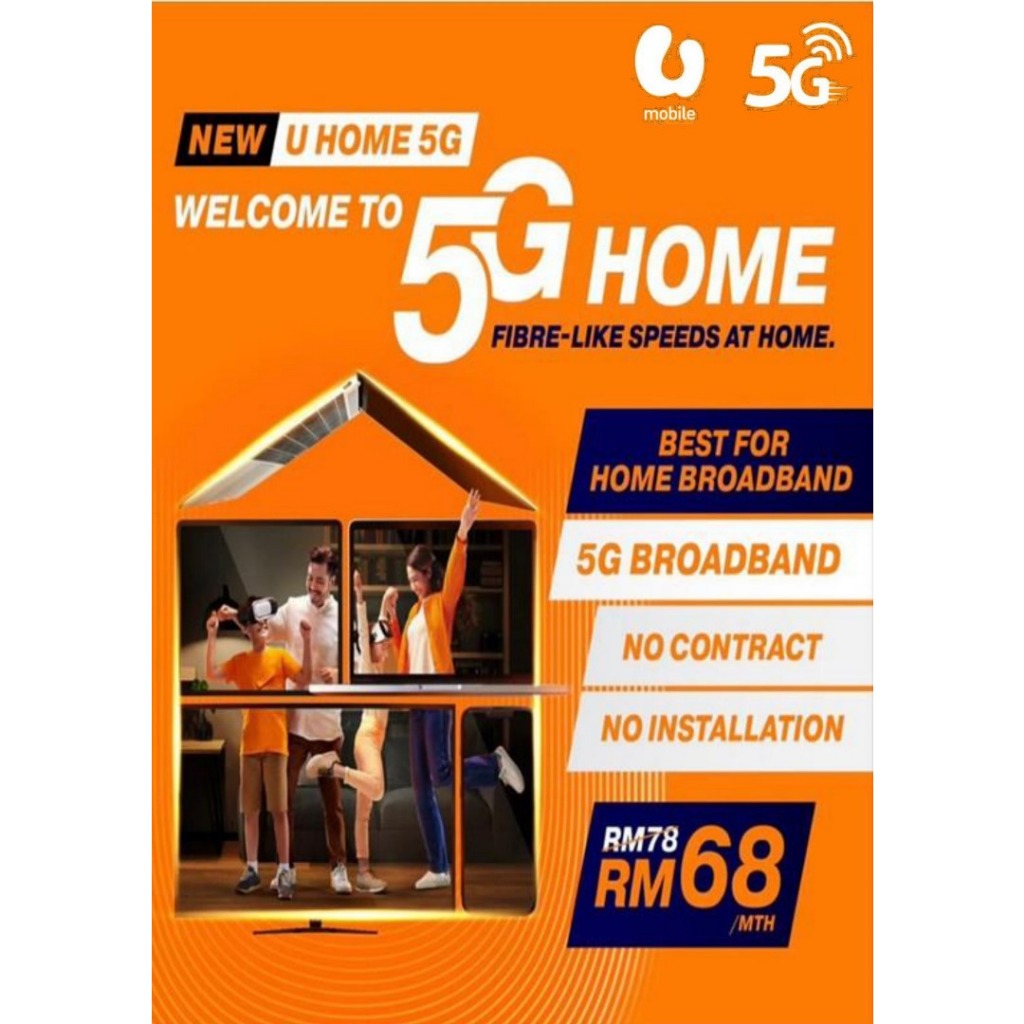 Umobile U Home 5G Bulanan RM68 unlimited data tanpa kontrak FREE SIM CARD Shopee Malaysia