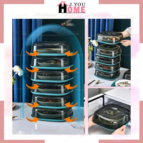 Stackable Plastic Serving Buffet Tray with Cover Food Container Storage ...