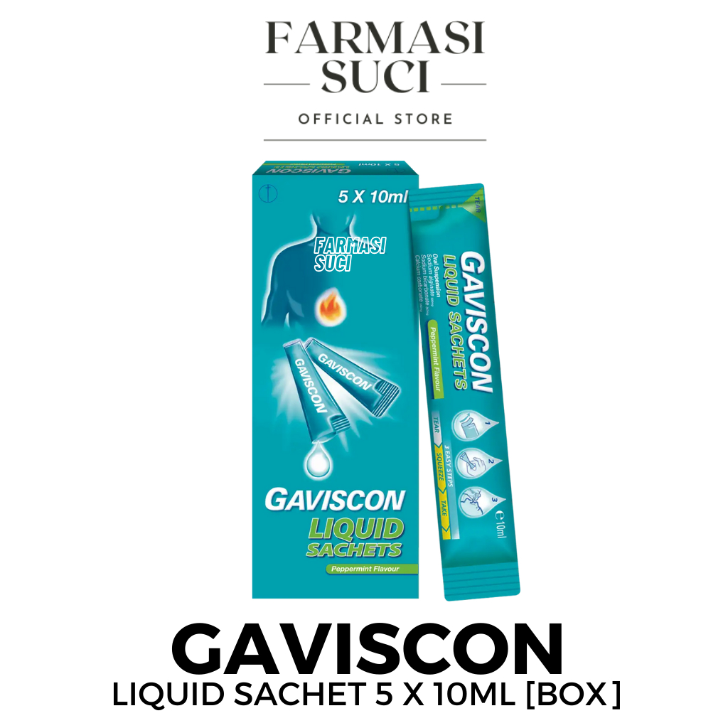 Gaviscon Liquid Sachets Peppermint Flavour 5 x 10ml (BOX) [EXP 09/