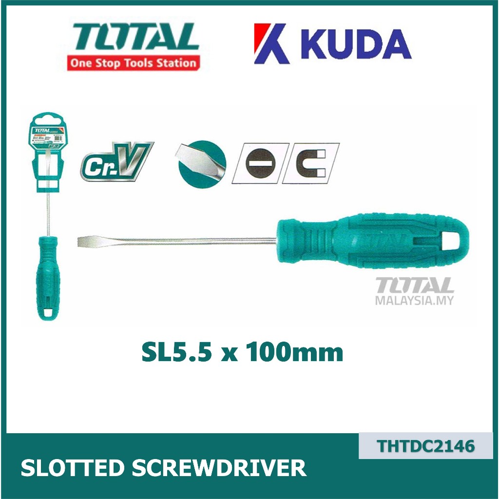 TOTAL SL5.5 x 100mm Slotted Screwdriver (THTDC2146) | Shopee Malaysia