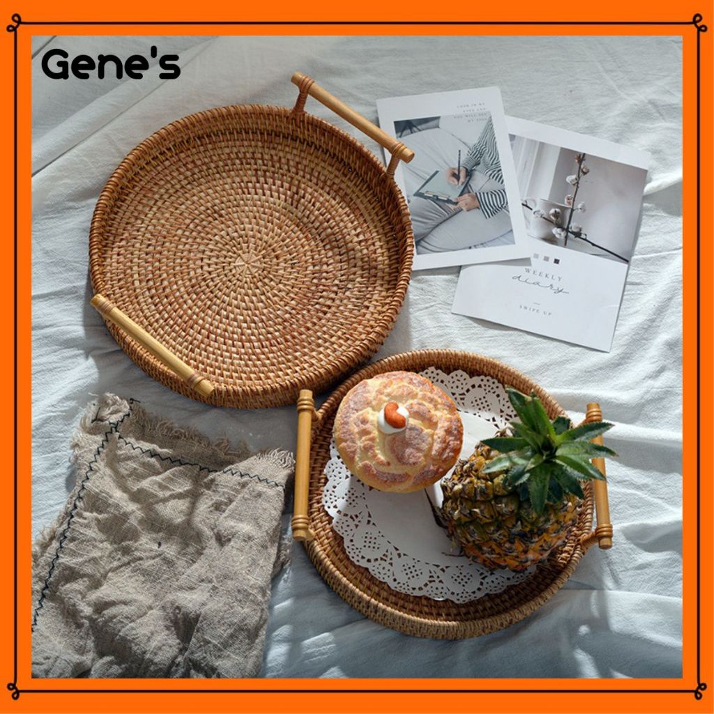 Gene's Handmade Round Rattan Tray Woven Rattan Coffee Table Gift ...