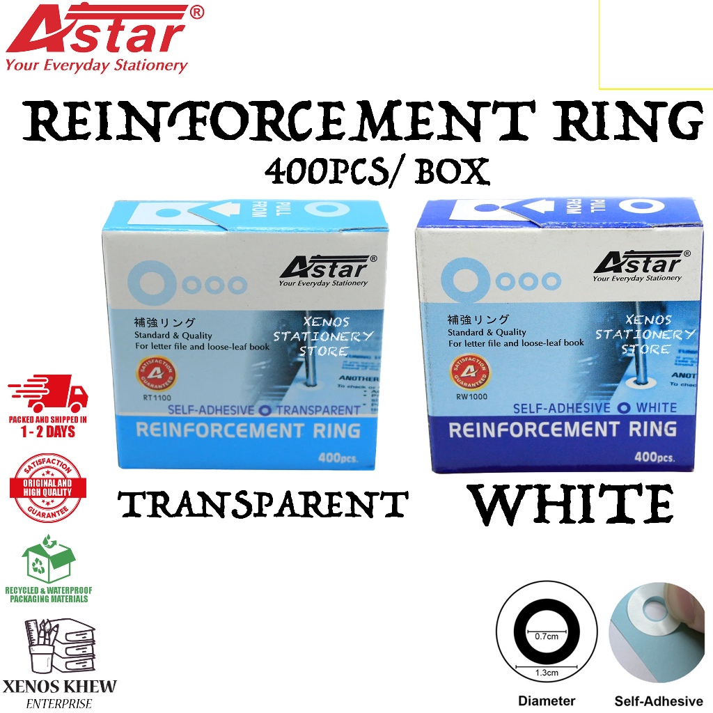 ASTAR REINFORCEMENT RING TRANSPARENT RT1100 / WHITE RW1100 (400PCS/BOX) (READY STOCK) Shopee
