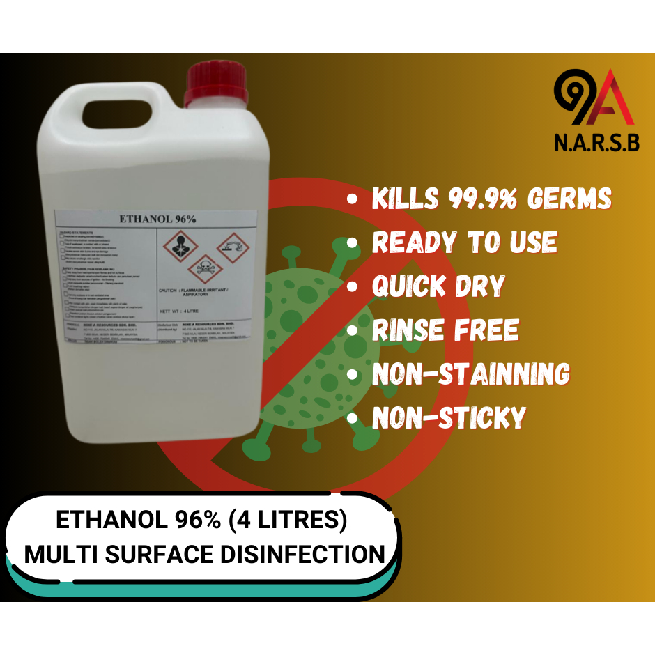 ETHANOL 96 ( 4 Liters ) MULTISURFACE DISINFECTION Shopee Malaysia