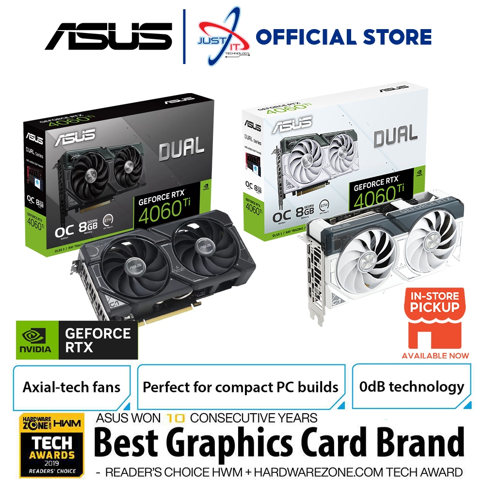 ASUS Dual GeForce RTX™ 4060 Ti White OC Edition 8GB GDDR6